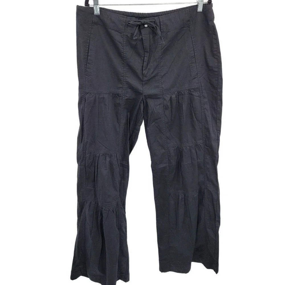 Vtg 90s Soft Surroundings Black High-Rise Flare Pants Long Tall XL-T Lightweight